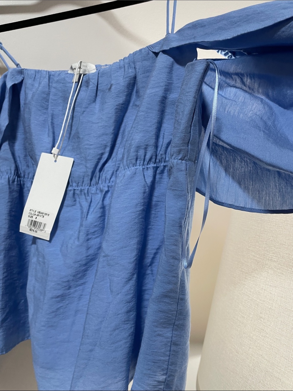 Vince Light Blue Off-Shoulder Ruffle Blouse - Picture 12 of 16